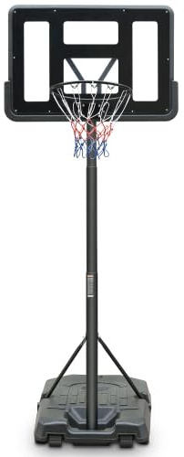 kiximay Basketballkorb, Höhenverstellbar 198-304,8 cm, Schwarz, Nylon/Stahl, 99x60x304,8 cm, 20 kg, Indoor/Outdoor, Mobil mit Rollen, Freistehend, Für Familie, Garten & Hof