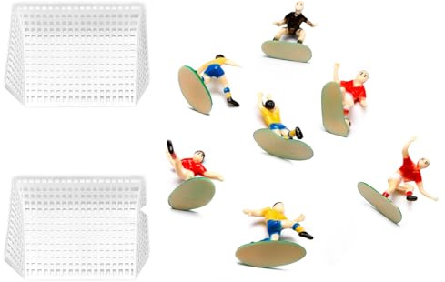 Hopzab 9pcs Football Cake Toppers Set, Plastic Soccer Figures, Goalpost Decorations for Birthday Parties, Sports Themed Desserts