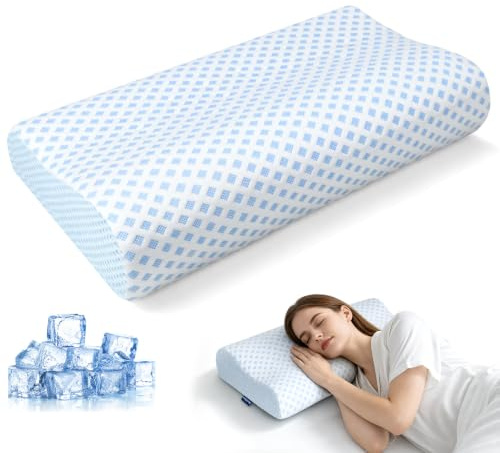 Wuly4ever Neck Support Pillow for Neck and Shoulder, Cervical Neck Pillow with Dual-Height Design for Side & Back Sleepers, Ergonomic Orthopedic Memory Foam Pillow Featuring a Cooling Removable Cover