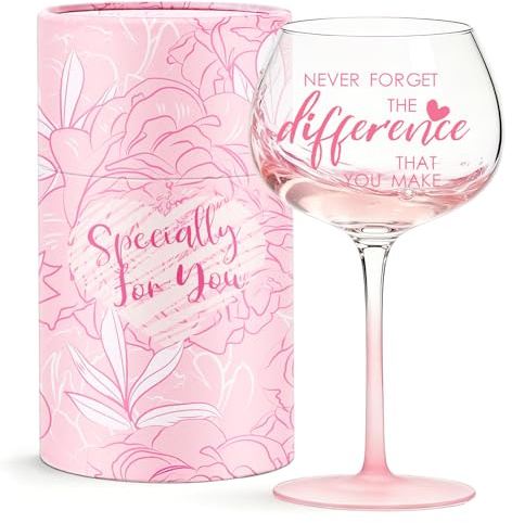 Thank You Leaving Gifts for Women Pink Gin Wine Glasses Inspirational Gifts | Birthday Friendship Retirement Gifts for Women Colleagues Unique Teacher Appreciation Gifts for Mum Friends Nurse Gin Glass