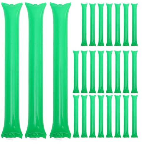 Toyvian 50 Piezas Palos Inflables para Animar, Matracas Inflables Reutilizables de PE Color Verde, Generadores de Ruido para Eventos Deportivos y Fiestas, Accesorios para Animadoras y