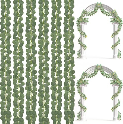 6 PCS Guirlande Eucalyptus Artificiel,Vignes de Verdure Artificielle,2.1M | Guirlande Lierre Pendaison Plante Artificielle pour Mariage Jardin Maison Intérieur Extérieur