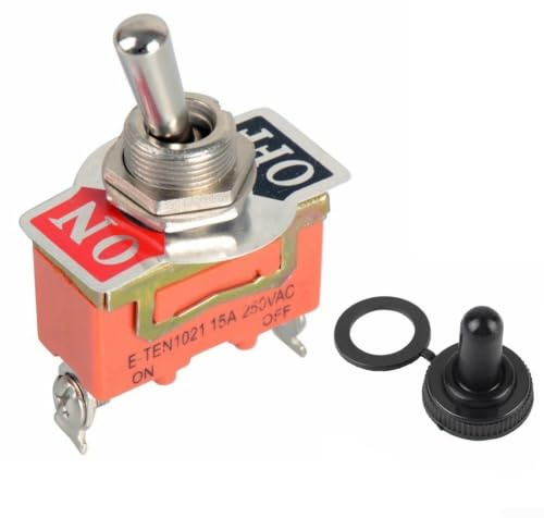 Interruttore a bilanciere 12 V ON/OFF a 2 poli, impermeabile, interruttore a levetta per veicolo per moto, barca, elettrodomestici con cablaggio 12 mm