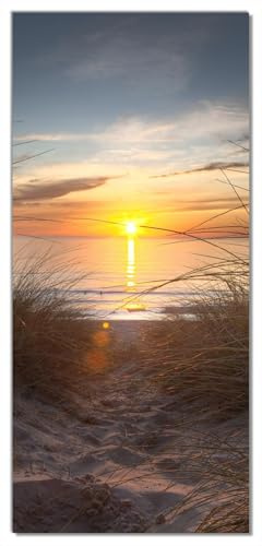 Wallario Selbstklebende Türtapete Sonnenuntergang am Strand - Türposter 93 x 205 cm Abwischbar, rückstandsfrei zu entfernen