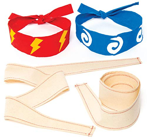 Baker Ross AC898 Ninja Stoff Kopfbänder - 5er-Pack, Verkleidungszubehör & DIY-Rollenspiele für Kinder