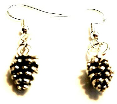 Tibetan Silver Small Pinecone Earrings on 925 Silver Hooks Conifer Cones Seeds Woodland Tree Nature Lover Gift