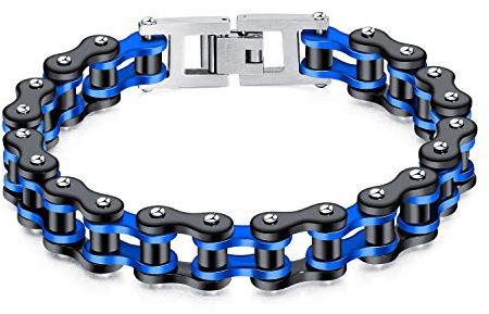 bigsoho Edelstahl Armband Biker Fahrradkette Gliederarmband Männer Herren Schmuck 11mm breit