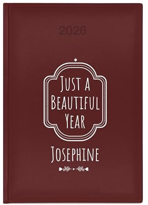 Buchkalender 2026 mit Namen bedruckt - klassisch/Format A5 - Chefkalender (rot)