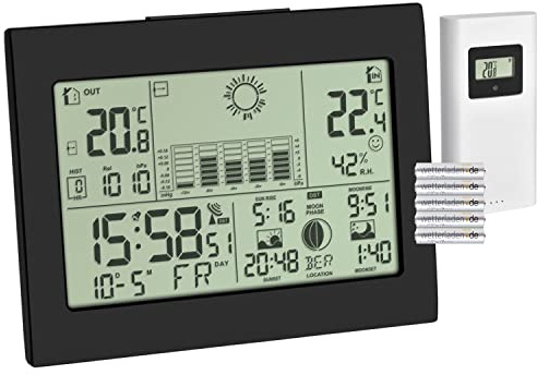 TFA Dostmann Horizon 35.1155.01 Station météo sans fil avec capteur extérieur, prévisions météorologiques, horloge radio-pilotée, avec piles