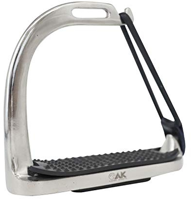 AK Reitsteigbügel aus Edelstahl mit schwarzen Trittflächen (10,7 cm, Silber)