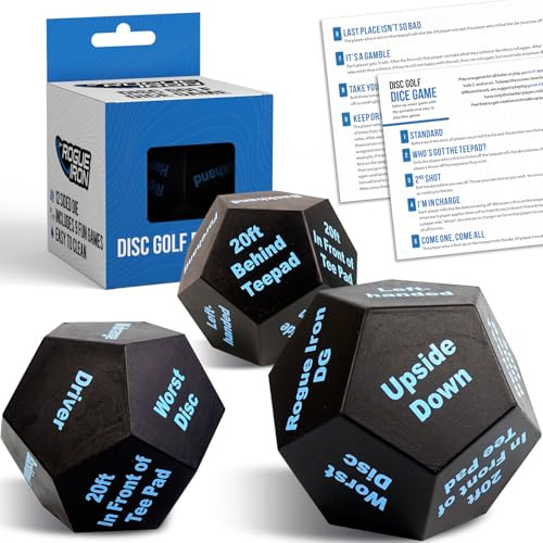Rogue Iron Sports Disc Golf Dice Die Game (Black w/Blue Text)