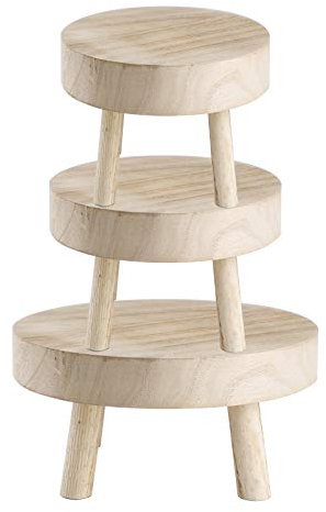 Flueyer Mini-Holzhocker Blumenständer, rundes Blumenregal, Bonsai-Ständer, Blumentopf-Regal, Bonsai-Ausstellungsregal für drinnen und draußen, Heimbüro, Gartendekoration