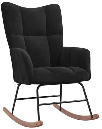 vidaXL Schaukelstuhl Relaxstuhl Schaukelsessel Schwingsessel Ruhesessel Relaxsessel Schwingstuhl Polsterstuhl Polstersessel Sessel Schwarz Samt