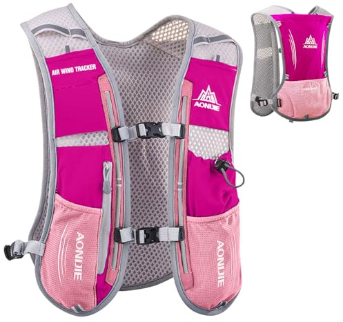 Azarxis Hydration Running Vest Backpack Pack 5L for Women and Men Jogging Trail Race Marathon Cycling Hiking (Rose Red Backpack Only)