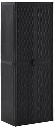 INLIFE Gartenschrank Schwarz 65x45x172 cm PP Rattan-1238
