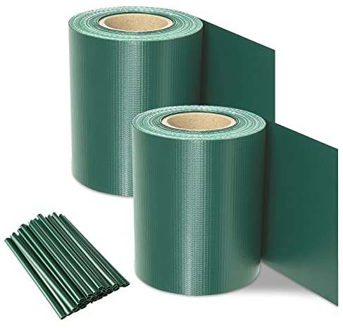 Yakimz PVC Sichtschutzstreifen für Doppelstabmatten, PVC Sichtschutzfolie Sichtschutz Garten 100 Meter mit 80 Clips, Sichtschutz zaun Wetterfest blickdicht, Zaunfolie 450g/m², Grün