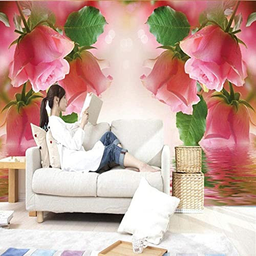 Fototapete Rosa Rosenblütenpflanze Tapete 3D Wandbild Papier Salon Schlafzimmer Wand Dekorative 3D Tapetenkleister Wohnzimmer Die Wand Für Schlafzimmer Wandbild Bordüre Abziehen Und Aufkleben Wandfot