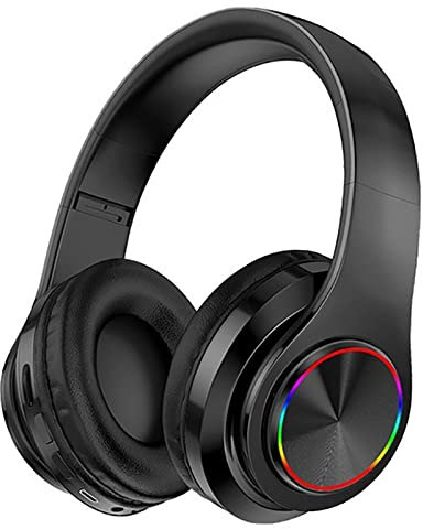 SH-RuiDu Auriculares sobre la oreja, inalámbricos Bluetooth 5. 0 auriculares plegables inalámbricos y con cable de sonido HiFi con micrófono para juegos de música