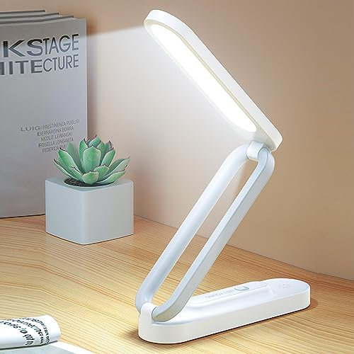 Nizirioo Schreibtischlampe LED Kabellos Faltbar Tischlampe Dimmbare Tischleuchte mit 3 Helligkeitsstufen Augenschonende Tischlampen Leselampe USB Wiederaufladbare Touch-Steuerung Nachttischlampe