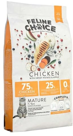 Feline Choice Complete Mature Trockenfutter für Katzen - Huhn 2 kg | 75% Huhn | getreidefrei | Hypoallergen | Gelenk- & Verdauungsunterstützung für Katzen ab 7 Jahren