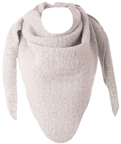 stylx Damen Schal XXL Dreieck mit Blumenmuster 3-Eck Schneeflocke Warm Weich Strickschal Karo Winterschal Herbstschal Wolleschal Frauen Deckenschal Halstuch Scarf Poncho Cape (UNI hellgrau)