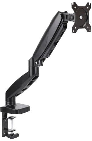 Amazon Basics Schreibtischhalterung für einen Computermonitor, Gasfeder-Monitorarm, verstellbar, für Monitore bis zu einer Größe von 27 Zoll (68.6 cm), Schwarz