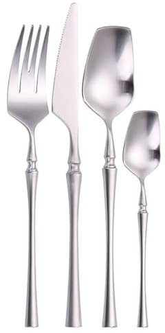 Vaisselle Ensemble de couverts occidentaux de 24 pièces, vaisselle élégante en acier inoxydable, couteau, fourchette, cuillère, ensemble de vaisselle de luxe, argenterie, service de table (argent 4 p