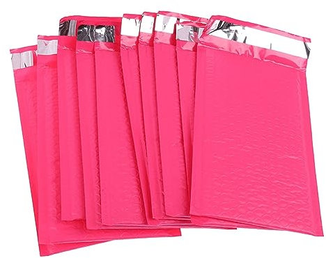 HTFKFW Luftpolsterumschläge, Verpackungsbeutel, Luftpolsterfolie, rosafarbene Schaumstoff-Versandumschläge mit Luftpolstertasche, Umschlagtaschen, Selbstklebende Versandtaschen, gepolstert, 10 Stück
