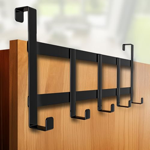 4happy Appendiabiti da Porta, Nero - Pratico Attaccapanni da Porta, Acciaio Inox Ganci Adatti per Camera da Letto, Cucina, Bagno, Utile Appendino