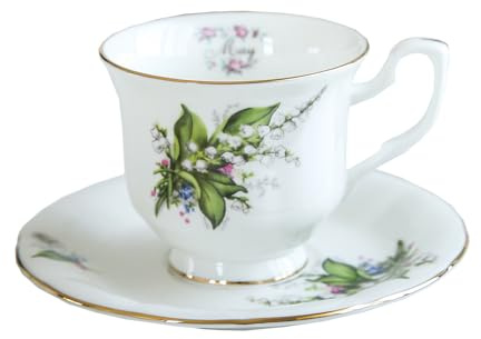 DECRZPB Handgefertigtes Kaffeetassen- und Untertassen-Set aus Keramik weiße Maiglöckchen-Keramik Kaffee-/Teetasse und Untertasse Set mit Teller Hafermilchbecher Hochzeitsgeschenk