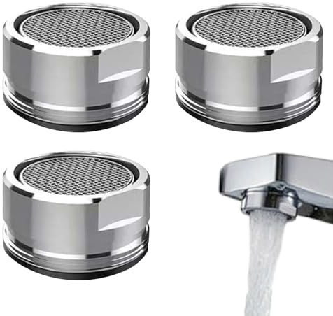 Gurfzcyuoo 3 Pack Faucet Tap Aerator, Tap Filter, 24mm Faucet Aerator Faucet Bubbler Filter Insert Metal Tap Diffuser Faucet Flow Restrictor with Rubber Gasket for Sink Taps in The Kitchen Bathroom and Public