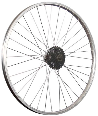 26 Zoll Fahrrad Hinterrad mit Shimano 8 Gang Shimano Kassette Set Silber