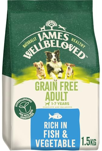 James Wellbeloved Dog Adult Hypoallergenic Dry Food Grain Free Fish and Rice 1.5 kg