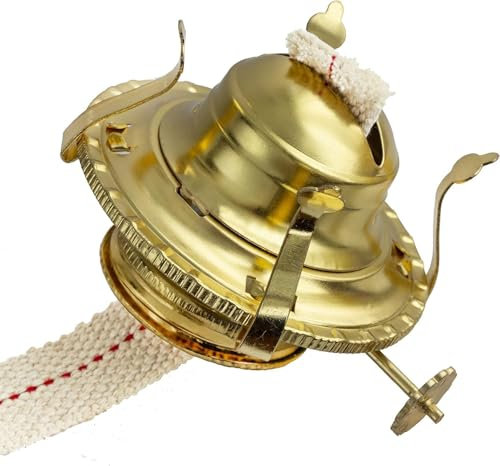 #2 Öllampenbrenner / Messing beschichtet / Einbauteile / Schornsteinhalter für antike Sturmlampe und Laterne mit Baumwolldocht (Gold)