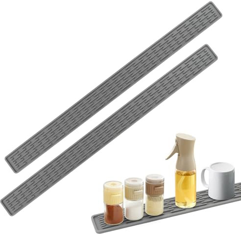 ELEPRUC 2 Stück Abtropfmatte Schmal, Silikonmatte, Abtropfmatte Silikon Schmal Grau, Kitchen Sink Splash Guard, Abtropfmatte Geschirr Trockenmatte, Barmatte für Küche Restaurants und Bad
