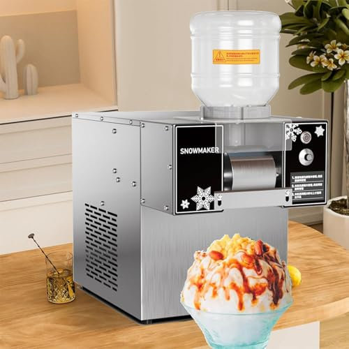 Macchina per ghiaccio tritato elettrica automatica commerciale, 60-180 kg/24 ore, macchina per ghiaccio a fiocchi di neve, tritaghiaccio a cono di neve, adatta per casa, ufficio,60Kg