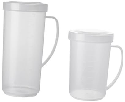 Mikikit Vaso Medidor de Plástico con Escala, Fácil de Limpiar, Pack de 2 Unidades, Adecuado para Zumos y Bebidas en Bodas o Banquetes
