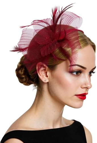 XGOPTS Fascinator Hut Blume mit Einzelnem Pfeil Feder Fascinators Hut Stirnband und Eine Gegabelte Clip Braut Kopfbedeckung Haarschmuck Hochzeit Cocktail Tea Party Kopfbedeckung