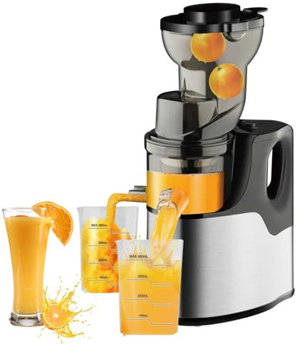 Estrattore di succo di canna da zucchero, estrattore di succo a freddo da 150 W, estrattore a masticazione lenta, tramoggia di alimentazione da 75 mm, estrattore di succo elettrico per frutt