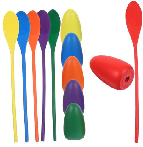 FUNOMOCYA 6pcs Wooden Egg Spoon Race Game for Outdoor Balance Training Lightweight Sensory Plaything for Fun