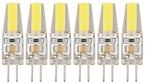 TOPINCN 6 Pcs 6W 500LM G4 LED Bulb, COB LED Light Lamp, Warm White G4 Lighting with Silicone Shell for Under Cabinet Light Ceiling Fan Lamp Wall Lightbulb (Cool White)
