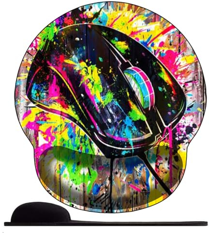 3D Tapis de Souris Ergonomique Gamer avec Repose Poignet, Confort avec Repose- Gaming Mouse Pad pour Bureau et Maison，Souris colorée