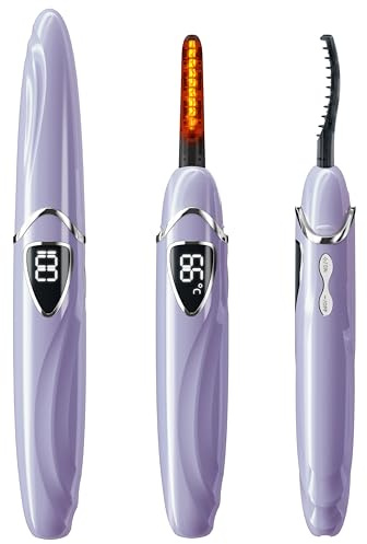 EYECURL Wimpernzange Beheizbar, Wimpern Curler Elektrisch für Schwung | USB-C, LED, beheizte Wimpernzange, Wimpernformer, 10s Heizung, Temp.-Sp., Abschalt., Hitzeschutz, 24H – Quarzviolett/Silber