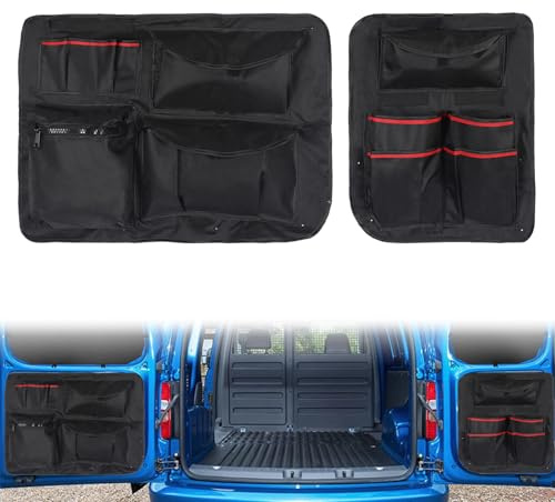 Tokenhigh Scheunentor-Aufbewahrungsorganizer kompatibel mit VW Caddy, 2 Pcs Scheunentür Lagerorganisator für Kastenwagen/Wohnmobil Hecktür, Oxford-Taschen Kofferraumtaschen Zur Werkzeugaufbewahrung