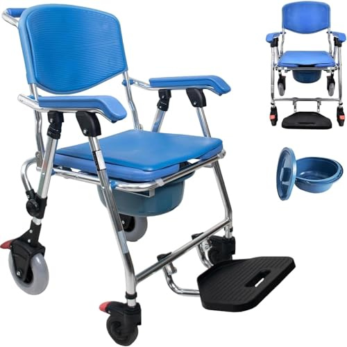 Silla Ducha WC con Ruedas Plegable, Ancianos | Discapacitados y Embarazadas, Silla para Ducha para Personas Mayores con Ruedas Soporta hasta 150 kg