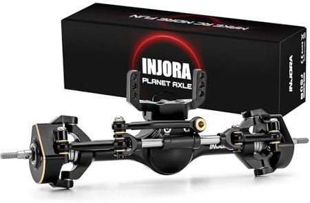 INJORA +7mm Planet Front Axles with Double Joint Shafts & Scale Hydraulic Steering for 1/18 TRX4M Upgrade(Black)