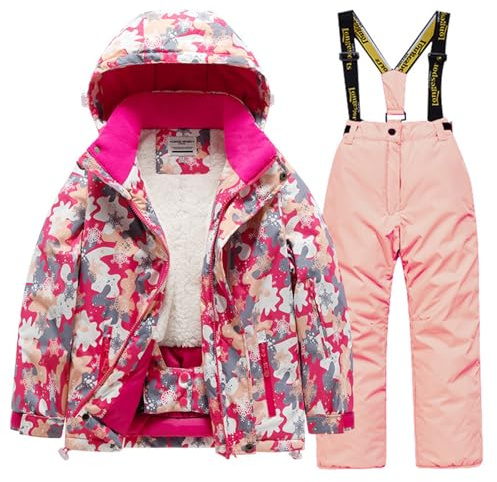 Completo Sci Bambino Stampa Mimetica per Ragazzi Tuta da Sci Termica Inverno Calda Neve Antivento Tuta Invernale con Muta Sfoderabile Outdoor Softshell Snowboard