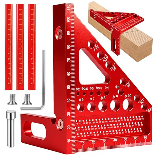 3D Carpenters Square, 22.5-90 Degree Angle Measurement Tool, High Precision Speed Square, Multi-functional Engineers Square with 3 Woodworking Pens for Engineers Woodworking