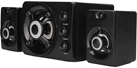 CFTGIW Haut-Parleur d'ordinateur 2.1 alimenté par USB, Caisson de Basses Stéréo, Haut-Parleur Multimédia Filaire avec Lumière LED RVB pour PC Portable, Nouveaux Noirs, Mini Autre Fournissant 5 W 3