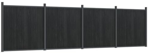 Yisssmeng 699 x 186 cm - Panneau de clôture de confidentialité WPC - Gris - Kit de clôture de jardin résistant aux intempéries - Avec poteaux en aluminium - Clôture brise-vue moderne pour jardin